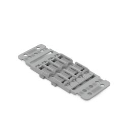 Wago 221-2504; 60485994; 4066966119855; Mounting carrier with strain relief; 4-way; for inline splicing connector with lever; for screw mounting; gray; Pkg qty: 5